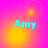 A four- displays the name 'Amy' in cyan text over a pink and yellow gradient background with animated light effects