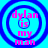 Four identical circular icons with blue concentric rings on a cyan background, each displaying pink text reading "dylan is my man" in pixelated font.