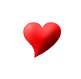 Four red heart shapes arranged in a on a gray background, each heart rendered with smooth shading and a slightly different size and orientation