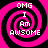Four identical pink and black spiral patterns with white text reading "OMG I Am AWSOME" arranged in a on a solid pink background
