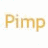 Golden text "Pimp Juice" above two glass containers filled with orange liquid on a white background.