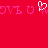 Red background with repeating pink text 'LOVE U' and a white pixelated heart symbol in the center.