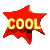 Red star-shaped icon with yellow text 'COOL' on gray background, showing slight variations in shape and shading across multiple views.