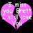 Two pink heart-shaped icons with white text reading "I miss you Brett I still love you" on a black background, showing subtle pixel-level animation differences.
