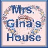 Two static display blue text over a floral heart background with a faint cartoon figure, each showing distinct text