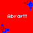 Red background with blue pixelated square patterns and white text reading 'Abrar!!!' in four positions.