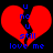 Red broken heart with blue text 'U no U still love me' on black background, two identical frames.