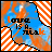 A pixelated blue and orange icon with 'love' text, showing animation changes in the lettering across frames.