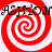 Red and white spiral pattern with repeated text "Ashton" in black serif font across four quadrants.