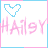 Pixelated with four quadrants showing alternating heart and text colors, featuring 'HAil9Y' in pink and blue lettering over white background
