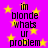 Static image with purple background and yellow stars, displaying repeated text "im blonde whats ur problem" in black pixelated font.