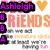 A static image with 'BEST FRIENDS' text, orange hearts, and a list of names in purple boxes on an orange background.