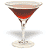 Pixelated image of a martini glass filled with dark red liquid, featuring a stem and base on white background.