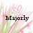 Pixelated pink and green floral background with black text reading 'Majorly crushing on him <3' in four