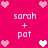 A static pixel art image with a bright pink background featuring repeated text and heart symbols.