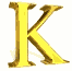 Golden 3D letter K with metallic sheen, displayed in a of nine positions with varying light reflections and partial visibility