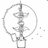 Pixelated grayscale icon of a stylized tower with circular base and spire, surrounded by a broken ring of dots on white background.