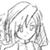Static grayscale pixel art icon depicting a stylized character with flowing hair and dynamic pose, rendered in low-resolution 50x50 pixels with visible dithering and anti-aliasing artifacts.