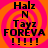 Four identical display black text on a pink and orange spiral background with no visible animation changes