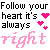 Pixelated text and heart symbols in black, pink, and white with two distinct animation states showing different shades of pink for the word 'right'.