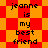 Red and orange pixelated background with repeated text "jeanne is my best friend" in black font