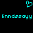 Cyan pixelated heart symbol above cyan text reading 'linndssoyy linndssoyy' on black background.