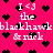 Pixelated pink background with scattered black hearts and repeated white text reading "I <3 the blackhawkbuck & nick" in a pattern