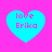 Four cyan hearts on a bright pink background, each containing the text 'love Erika' in pixelated magenta letters.