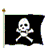 Animated contact sheet of a pirate flag icon with skull and crossbones design across multiple frames showing subtle pose variations.