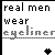 Static pixel art icon displaying text in a retro digital style with partial visibility of the phrase "real men wear eyeliner" and a small black star symbol.