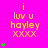 Bright pink background with yellow text reading 'i luv u hayley xxxx' and green plus signs in a vertical on the left side
