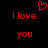 Red pixelated text 'i love you' appears twice on a black background with a red heart symbol above the left instance.