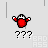 Pixelated red and white character with multiple poses including raised arms, side turn, head tilt, and forward lean against gray background.