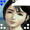 Animated pixel art of a woman with dark hair and light skin, showing subtle facial expression changes across frames.