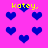 Pixelated pink background with scattered blue hearts and yellow text reading 'katey.' in multiple positions.