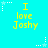 Cyan background with yellow text reading "I love Joshy" repeated in a pattern, surrounded by white and light blue star-shaped pixel clusters