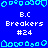 Blue background with repeated cyan pixel art icons and white text reading "B.C Breakers #24" in two