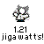 Pixelated icon of a figure with gray hair, white shirt, and dark pants holding a colorful object against a gray background with text below.