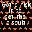 Black background with orange star pattern and repeated white text "Gotta risk it to get the biscuit!" in pixelated font.