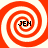 Four identical orange and white spiral patterns arranged in a , each containing the text "JEN" at its center