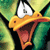 Animated contact sheet showing two frames of a cartoon duck character with an open mouth against green foliage, alongside a pixelated text logo on blue background.