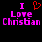 Pixelated text and heart symbol on black background with pink and red elements.