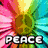A four- of pixelated icons featuring peace symbols, hands forming a peace sign, and text overlays including "PEACE" and "peace out xoxo jews."
