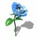 Animated sequence of blue roses with green stems and leaves, each frame showing a subtle shift in petal position against white background.