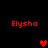 Red pixelated text 'Elysha' appears in four corners of a black background with red pixel hearts in the center and right side.