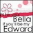 Pixelated icon with pink floral design, red horizontal stripe, and gray text reading 'Bella' above 'You'll be my Edward'