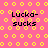 Pixelated pink background with yellow circular patterns and black text reading "Lucka-sucks" in four locations, featuring a wavy line animation.