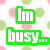 Green and pink text on a polka-dot background with partial phrases 'Im busy...', 'Your ugly...', and 'HAVE A NICE DAY' in pixelated font.