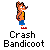 Pixel art animation of Crash Bandicoot walking, spinning, and interacting with objects on a gray background.