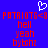 Blue background with red pixelated text and a white heart symbol above the text.